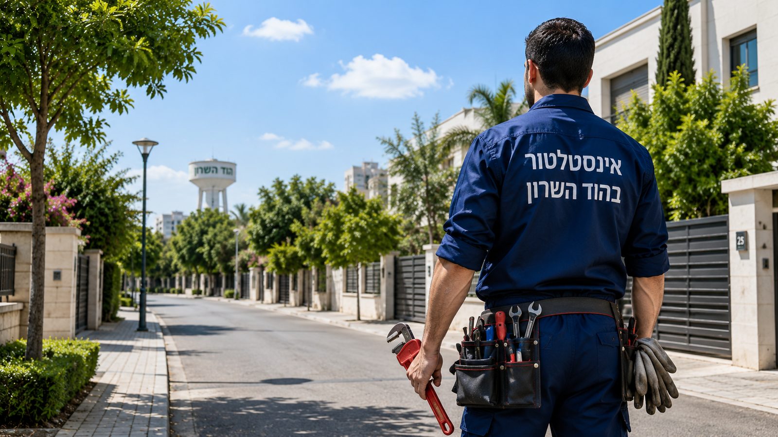 אינסטלטור מסתכל על הוד השרון