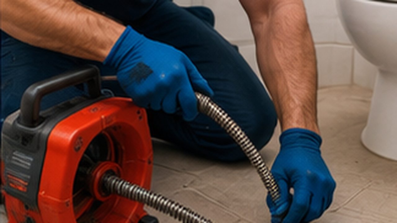 פתיחת סתימה בניקוז רצפה באמצעות ספירלה חשמלית
